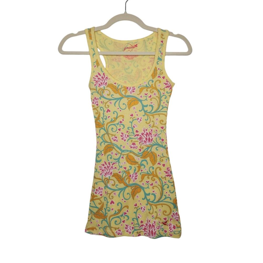Vintage y2k Grane Tank Top Boho Floral Hollister Look Cami Shirt Nature Cottage